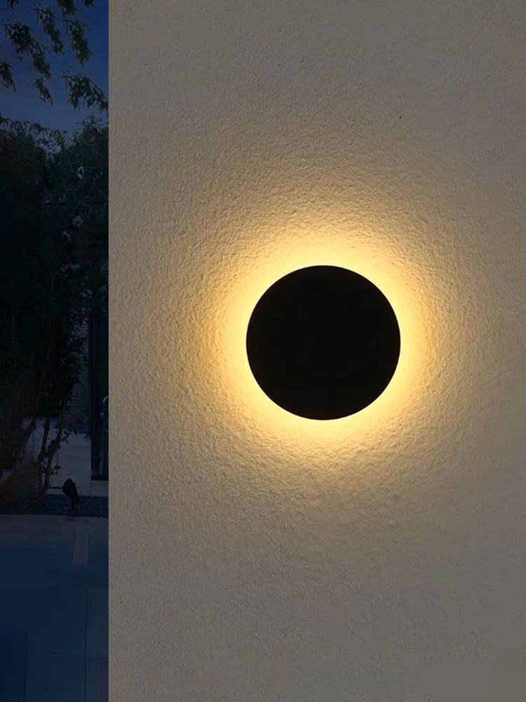 12W Black Round Backlit LED Interior / Exterior Outdoor Wall Light, IP65, 1.5M Pre-wired cable - Image 3