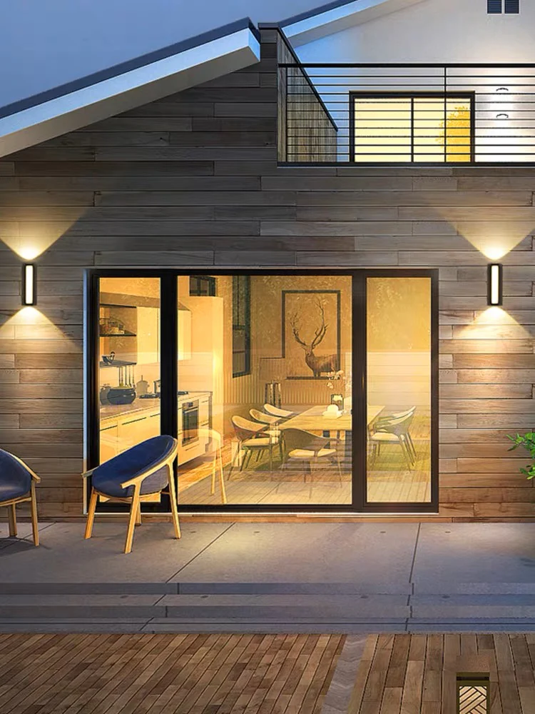 12W LED Interior / Exterior Wall Light Up Down Front Opal Diffuser IP65 Black Aluminum, 1.5M Pre-wired cable - Image 3