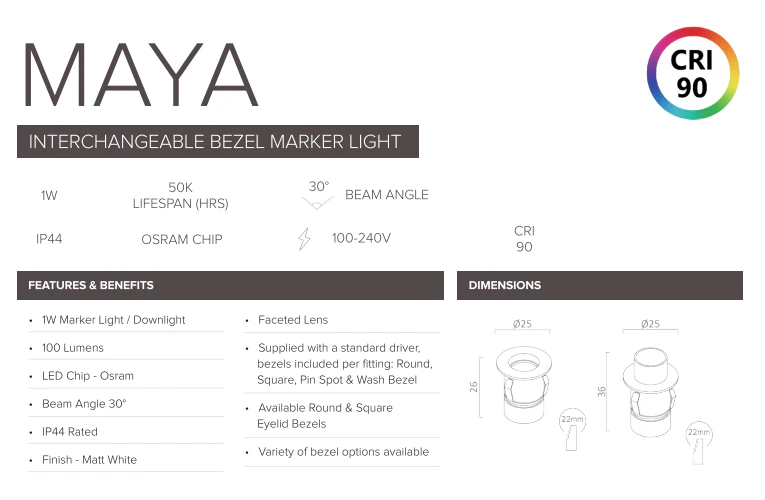 1W Maya Marker Light LED Marker, Plinth, Cabinet, Step Light - White (Non Dimmable Driver Included) - Image 6
