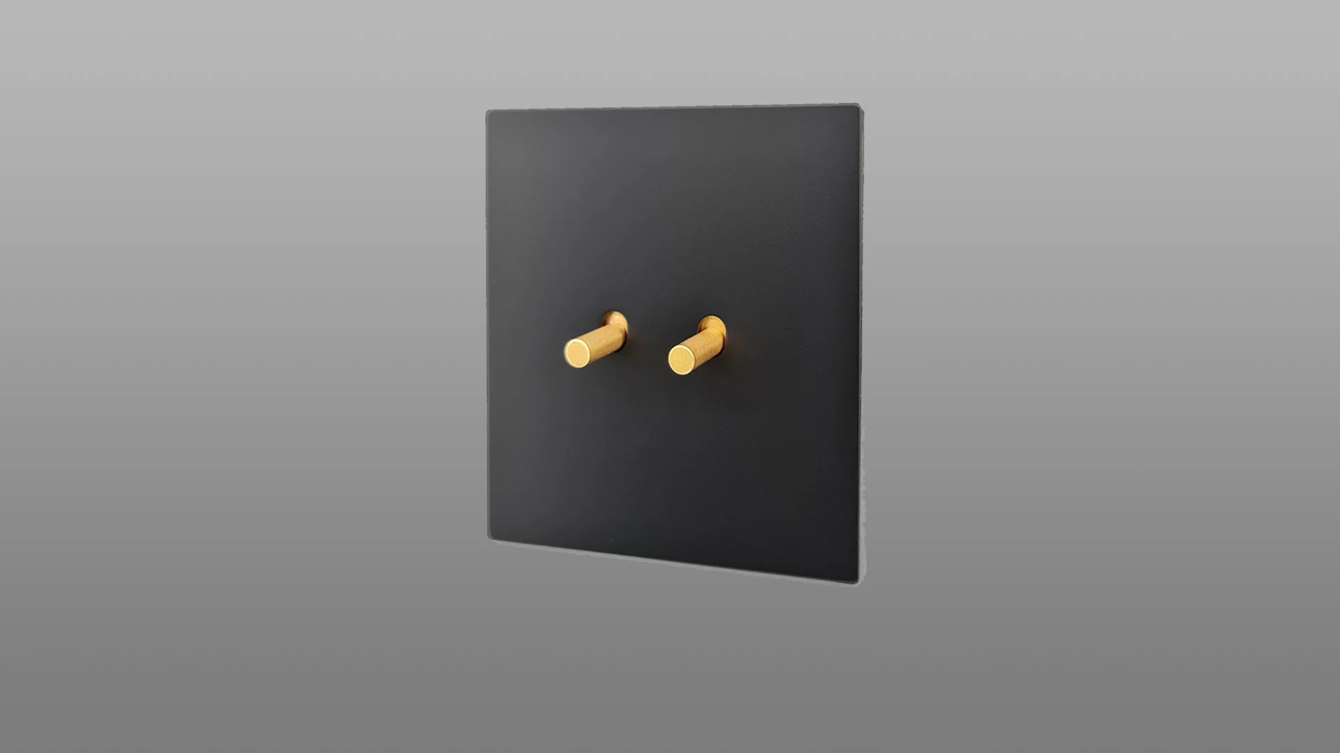 2 Gang 2 Way Intermediate Toggle Light Switch Brushed Brass / Matte Gold Toggle with Black Plate Finish