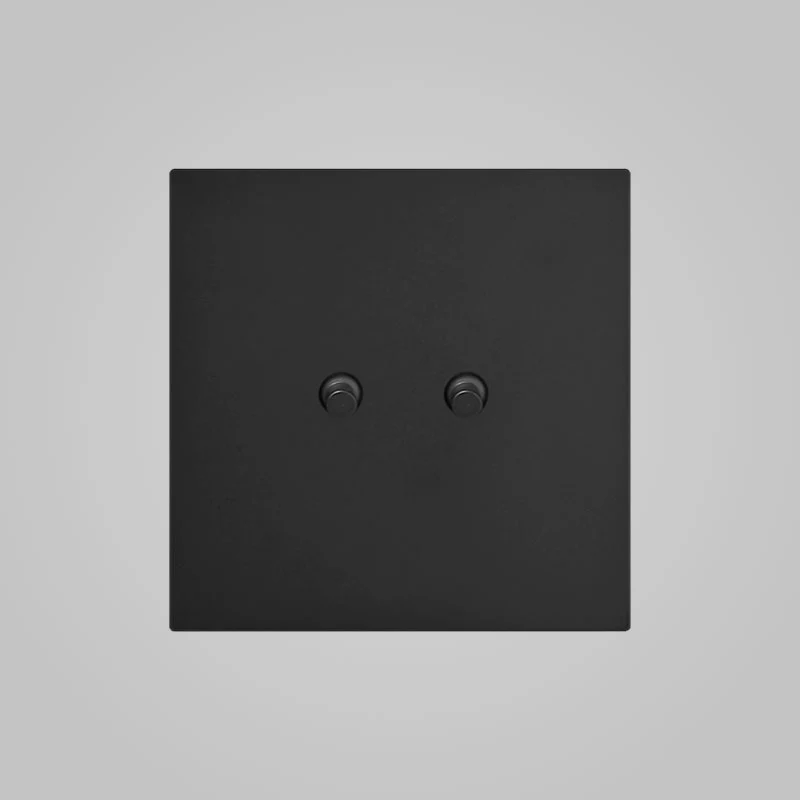 2 Gang 2 Way Intermediate Toggle Light Switch Matt Black Finish