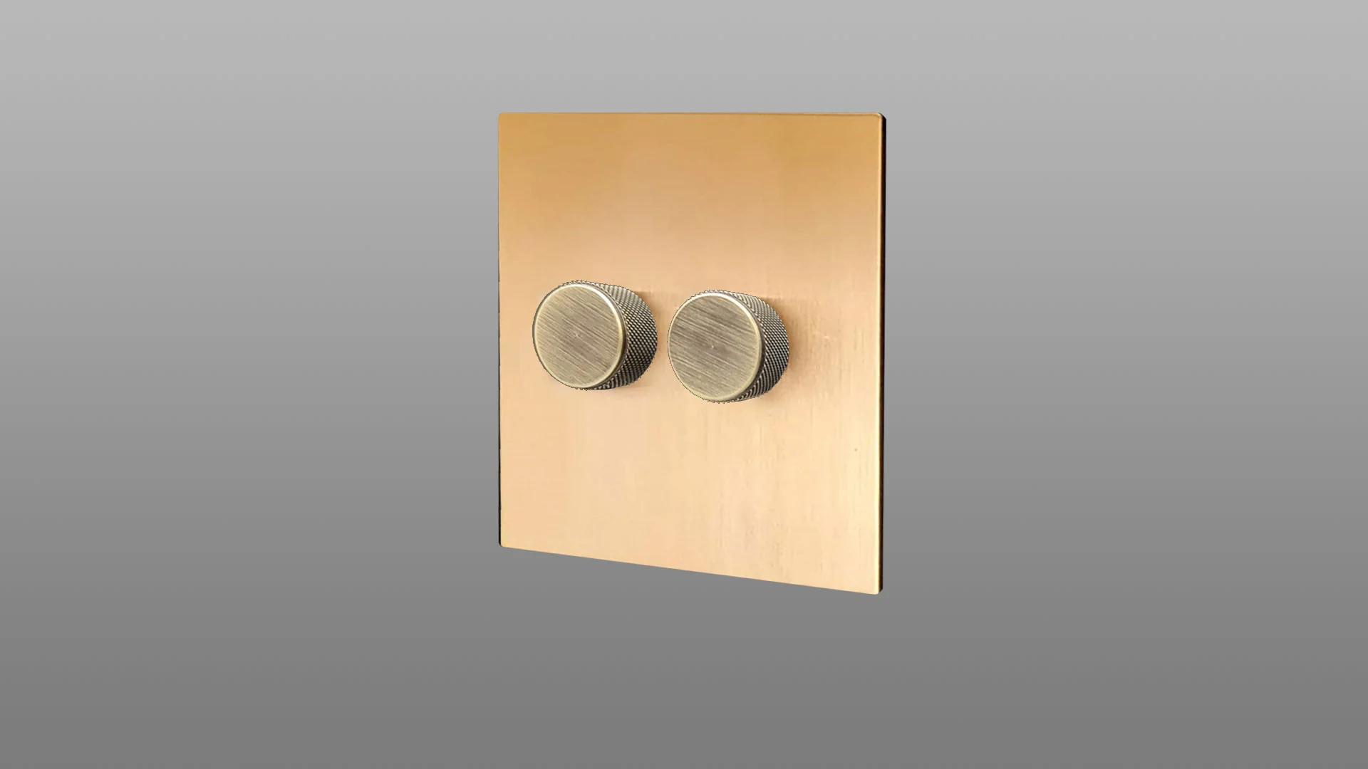 2 Gang Knurled Dimmer Switch Antique Brass with Brushed Brass / Matt Gold Plate