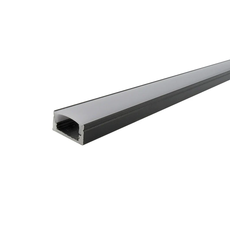 2 Metre Black Flat Aluminum Profile Channel with Black Diffuser and LED Strip Lighting Accessories - Image 2