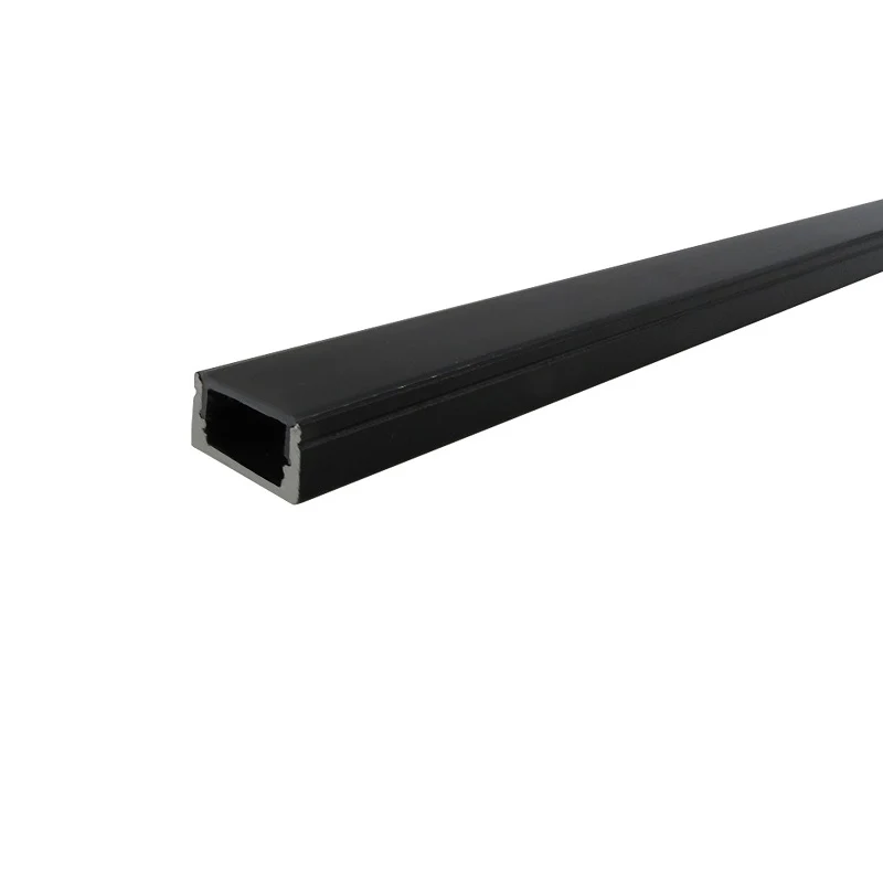 2 Metre Black Flat Aluminum Profile Channel with Black Diffuser and LED Strip Lighting Accessories - Image 3