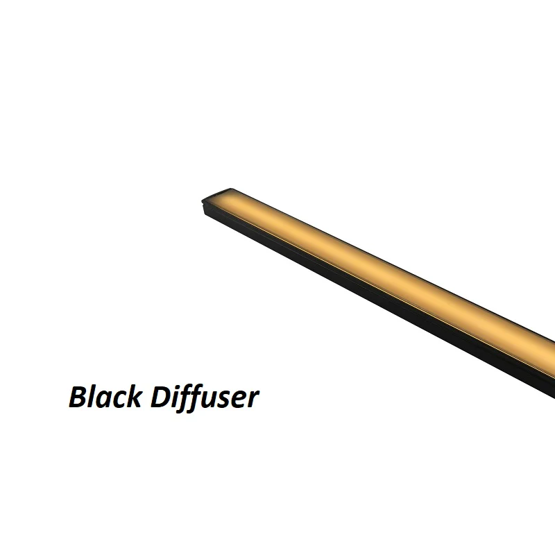 2 Metre Black Flat Aluminum Profile Channel with Black Diffuser and LED Strip Lighting Accessories - Image 5