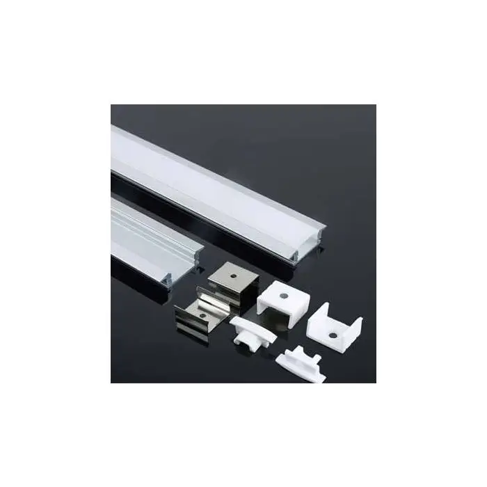 2 Meters LED Shallow Recessed Aluminum Profile with Frosted Diffuser and Accessories for LED Strip Lighting - Image 3