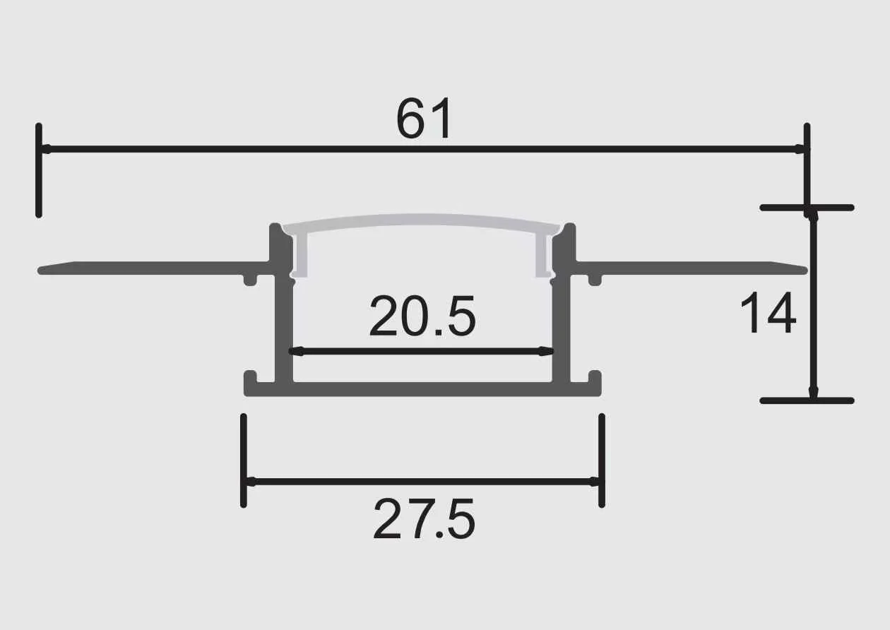 2 Metres Trimless 20MM Wide Plaster-In Aluminum LED Profile Channel with Opal Diffuser for LED Strip Lighting - Image 2