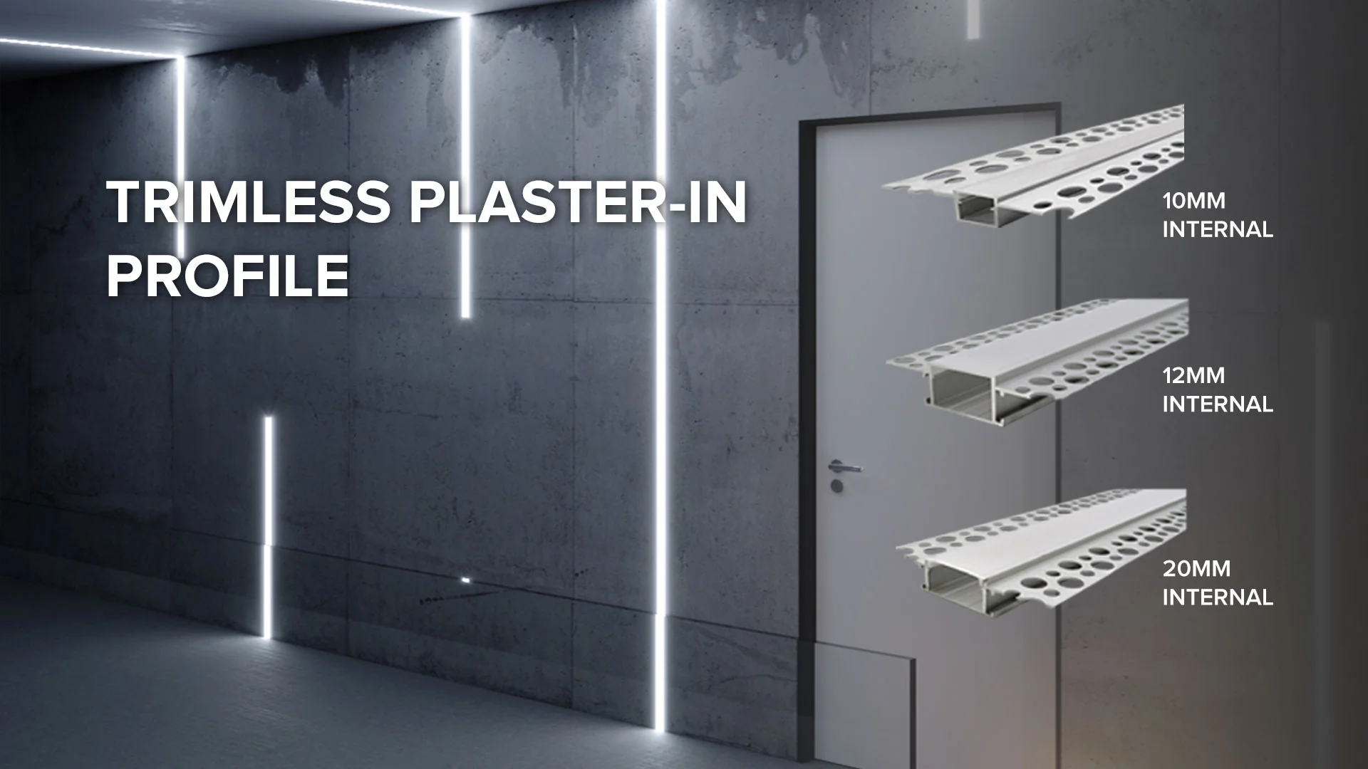 2 Metres Trimless 20MM Wide Plaster-In Aluminum LED Profile Channel with Opal Diffuser for LED Strip Lighting - Image 3