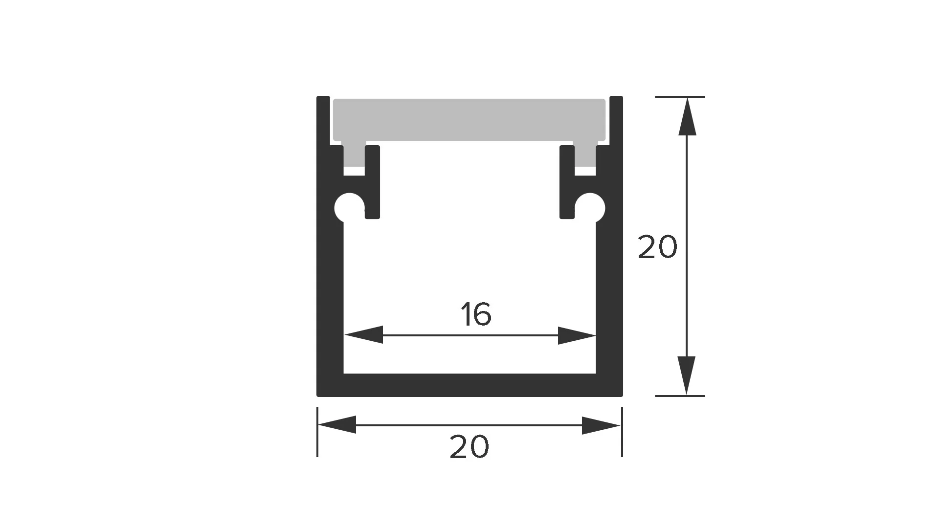 2 Metres IP65 Walk Over Recessed Profile W20 x D20 Include End Caps & Frosted Diffuser - Image 5