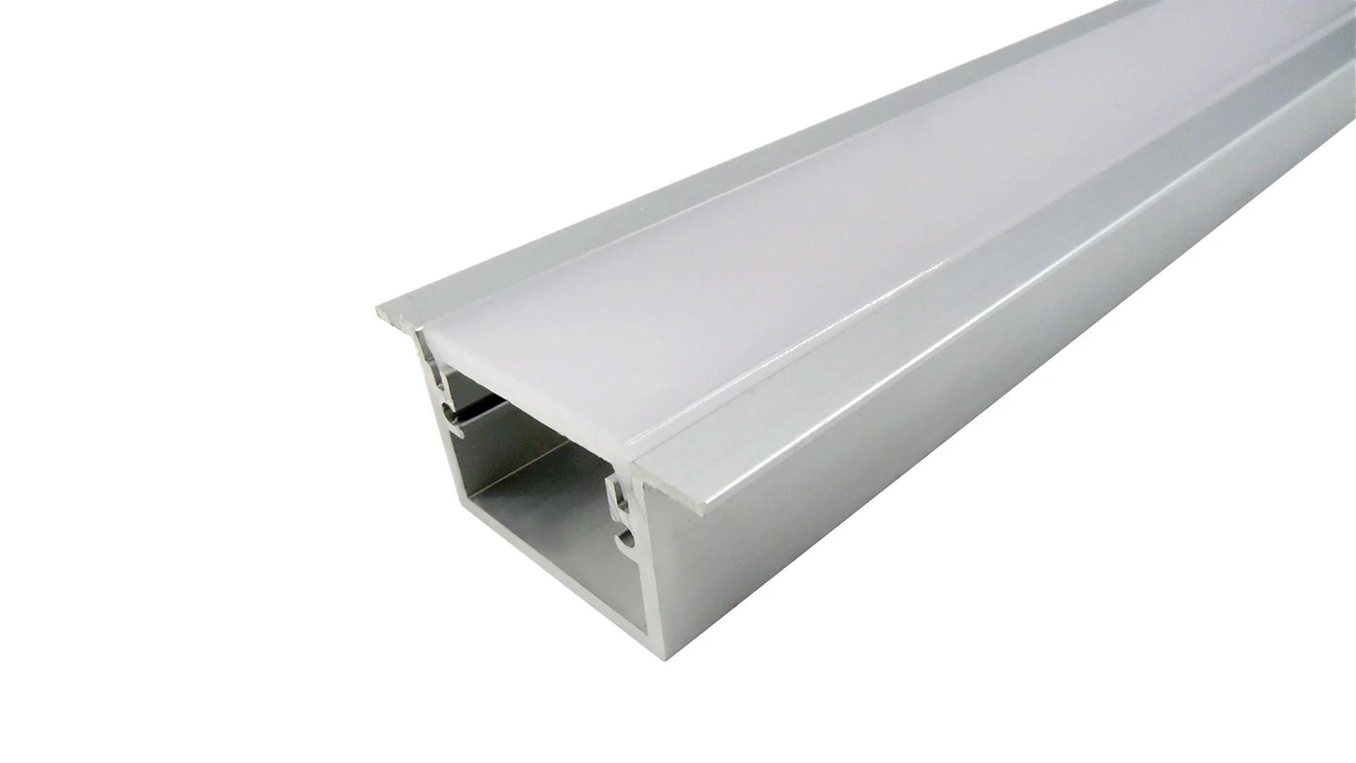 2 Metres IP65 Flanged / Wings Walk Over Recessed IP65 Profile W30 x D20 Inc End Caps & Frosted Diffuser