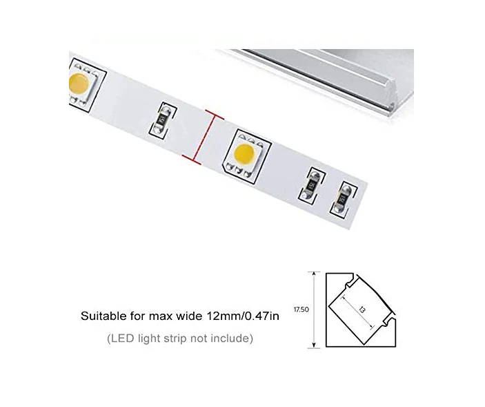 2 Pack of 2 Meters (Total 4 Meters) LED Corner 45 Degree Aluminum Profile Chanel with Diffuser, Accessories for LED Strip Lights - Image 4