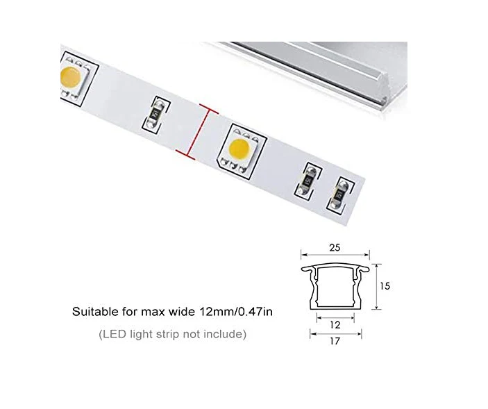 2 Pack of 2 Meters (Total 4 Meters) LED Deep Recessed Aluminum Profile with Frosted Diffuser and Accessories for LED Strip Lighting - Image 4