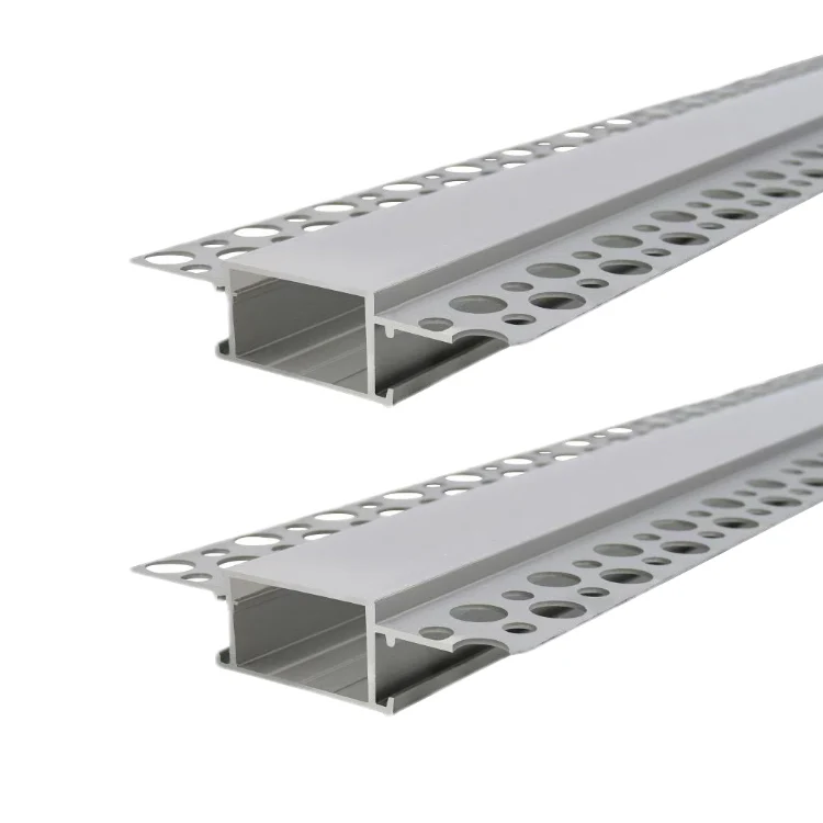 2 Pack of 2 Meters Trimless 12mm Wide Plaster-In Aluminum LED Profile Channel with Frosted Diffuser & Accessories for LED Strip Lighting, Total 4 Meters