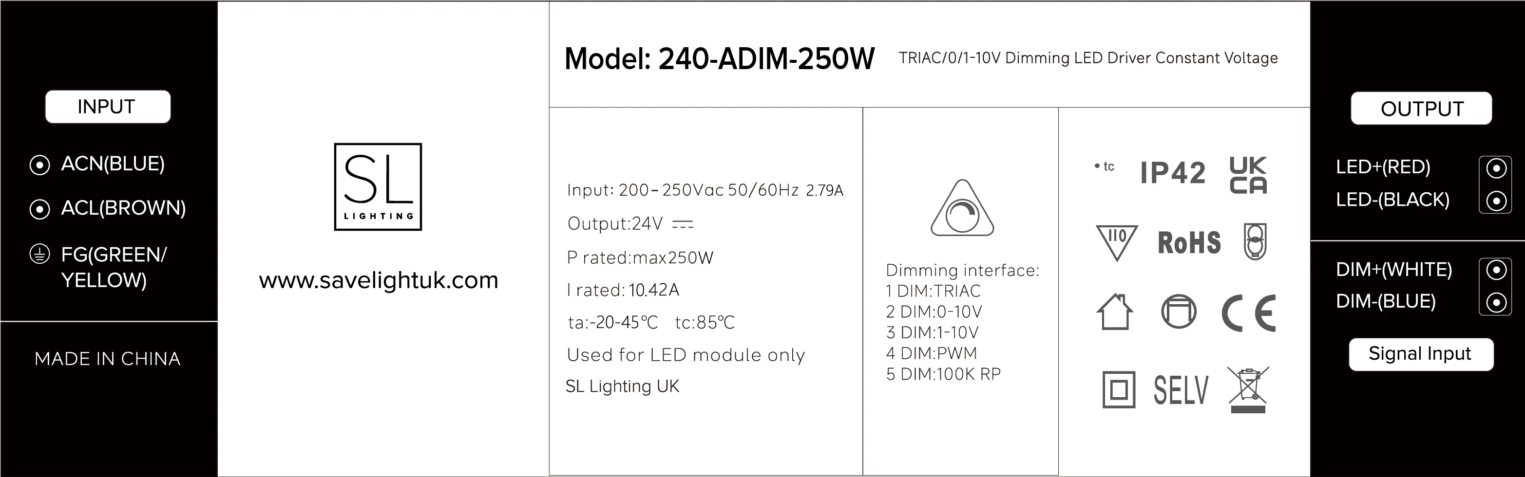 250W IP42 Constant Voltage 24V & 1-10V Soft Start Triac Dimmable Driver LED Strip - Image 2