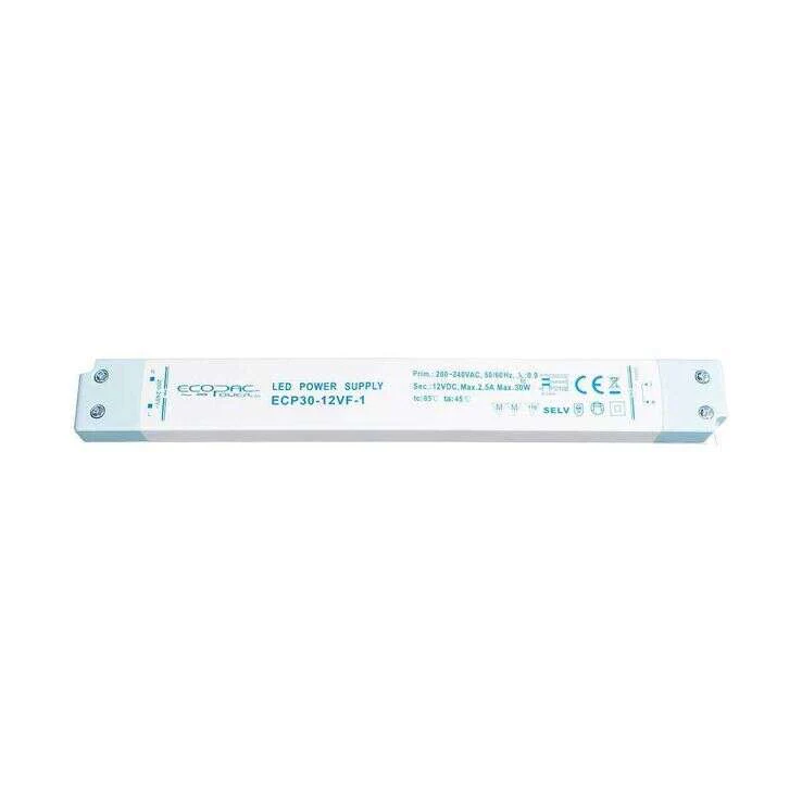 Slim Line 30W 24V Constant Voltage Non-Dimmable Driver for LED Strip, IP20 Rated, Compact Dimensions: 251x 30x 16mm