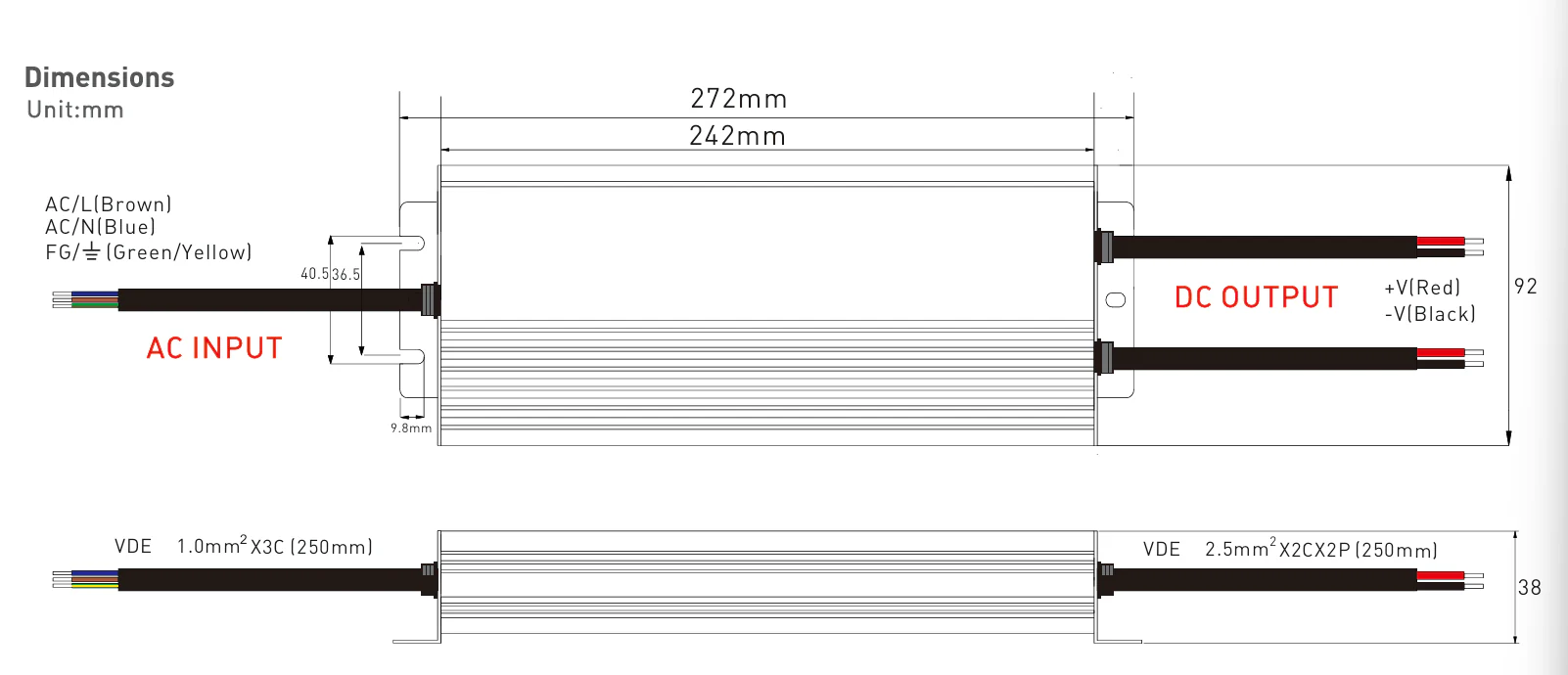500W 24V Constant Voltage Super Slim Waterproof IP67 LED Strip Driver L272mmx W92mm x H38mm - Image 3