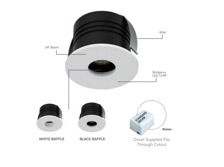 5W Nico Mini Baffle, Anti-glare Downlight IP44 White 3000K/4000K/6000K CCT Colour Changing (Non Dimmable Driver Included) - Image 6