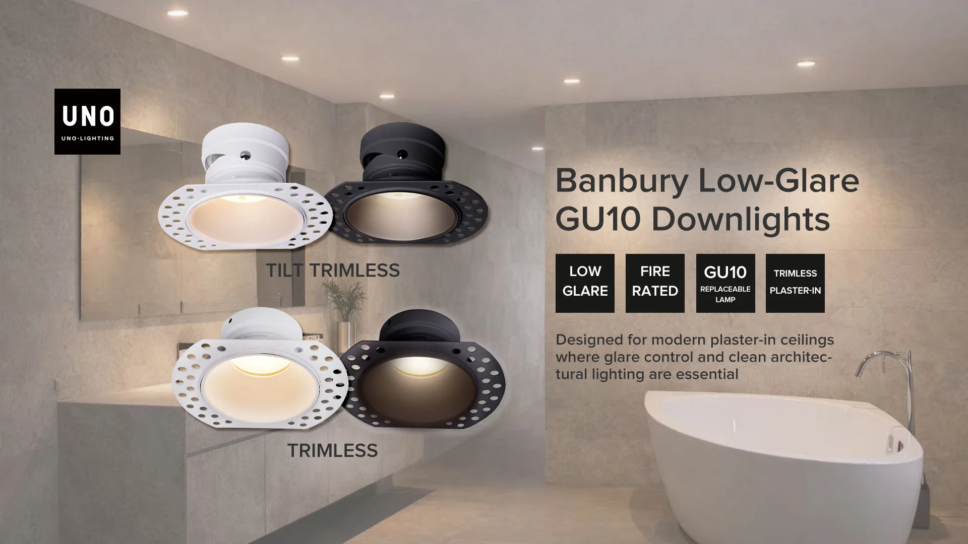 Banbury Trimless Plaster-In Fire Rated IP65 Fixed Downlight, Includes GU10 Socket & Junction Box - Image 12