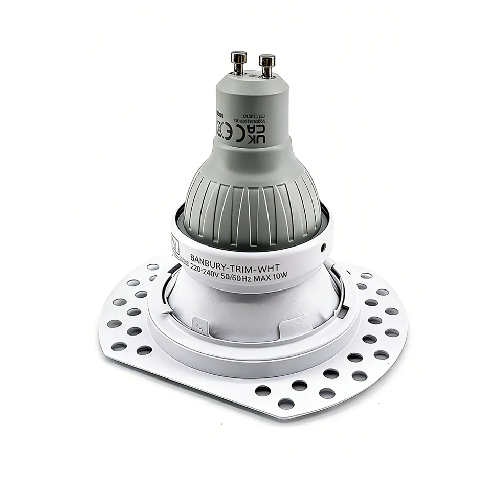 Banbury Trimless Plaster-In Fire Rated IP65 Fixed Downlight, Includes GU10 Socket & Junction Box - Image 4
