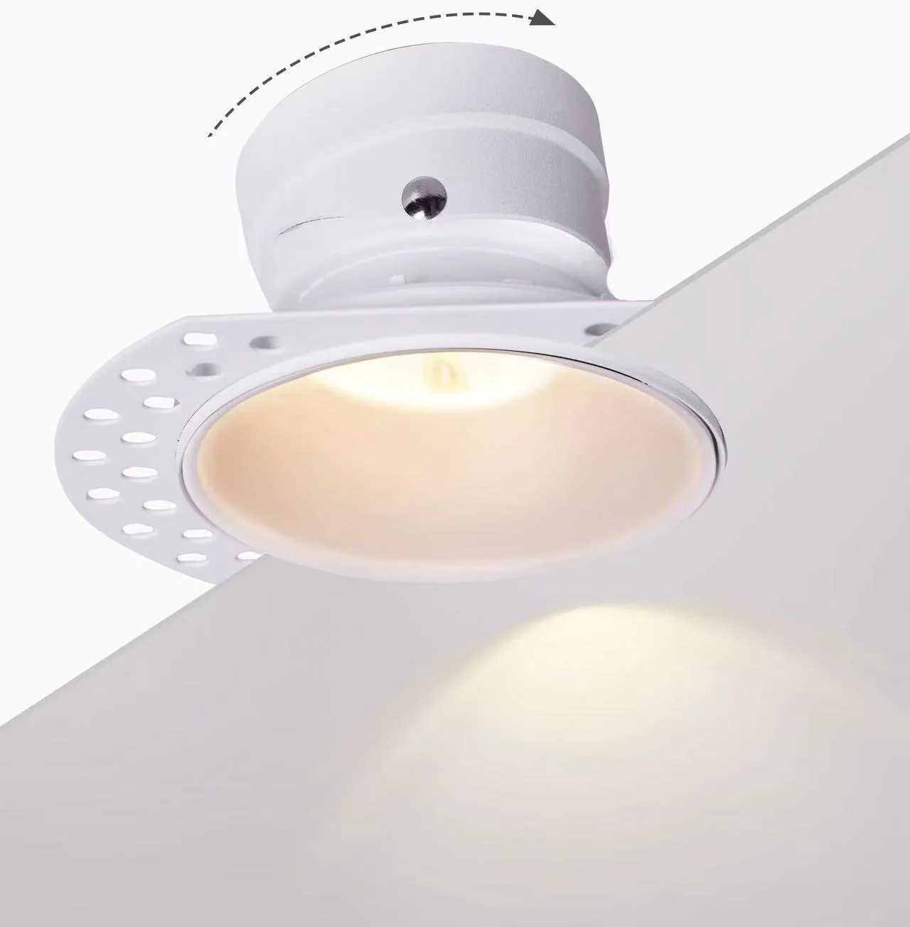 Banbury Tiltable Trimless Plaster-In Fire Rated IP65 Fixed Downlight, Includes GU10 Socket & Junction Box