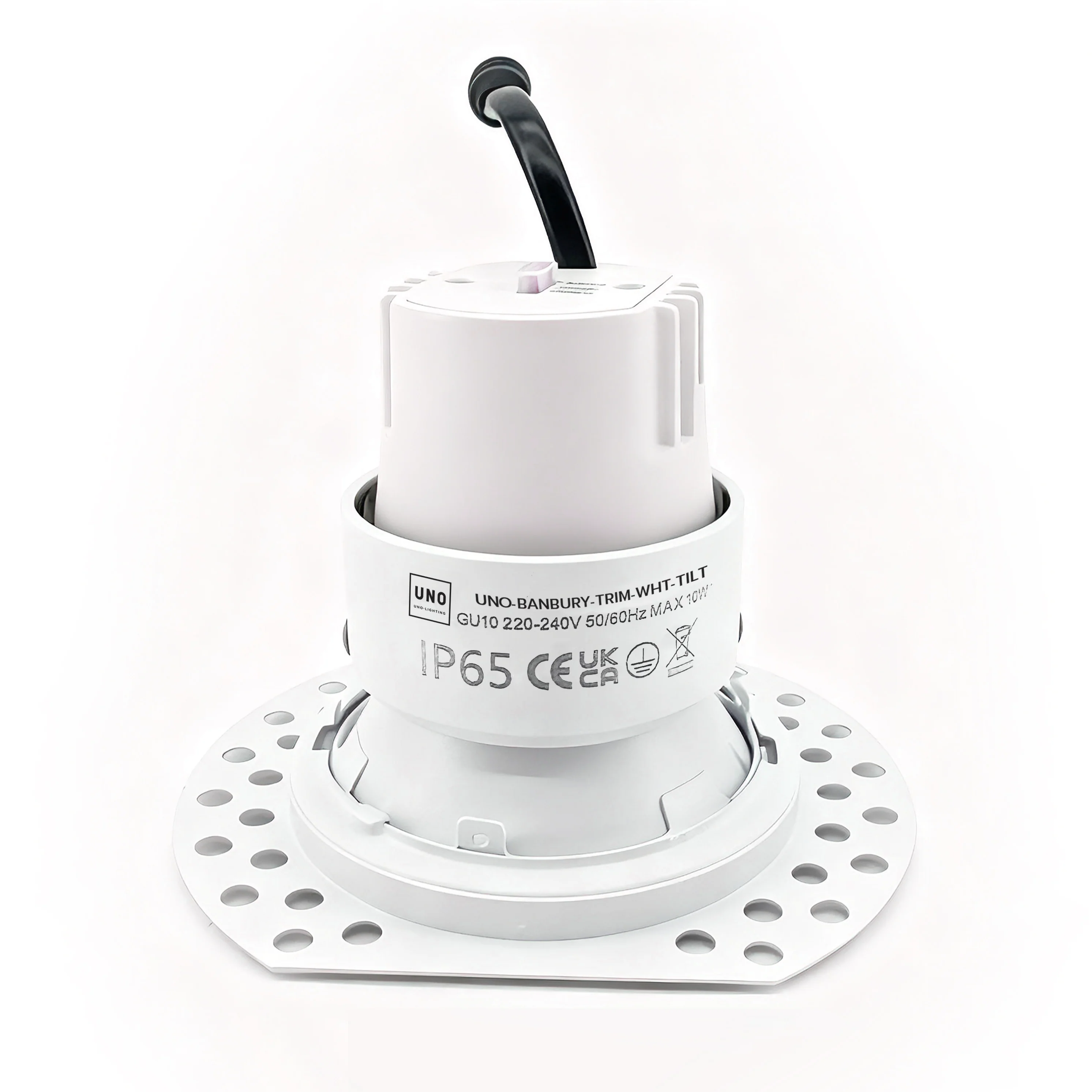Banbury Tiltable Trimless Plaster-In Fire Rated IP65 Fixed Downlight, Includes GU10 Socket & Junction Box - Image 5