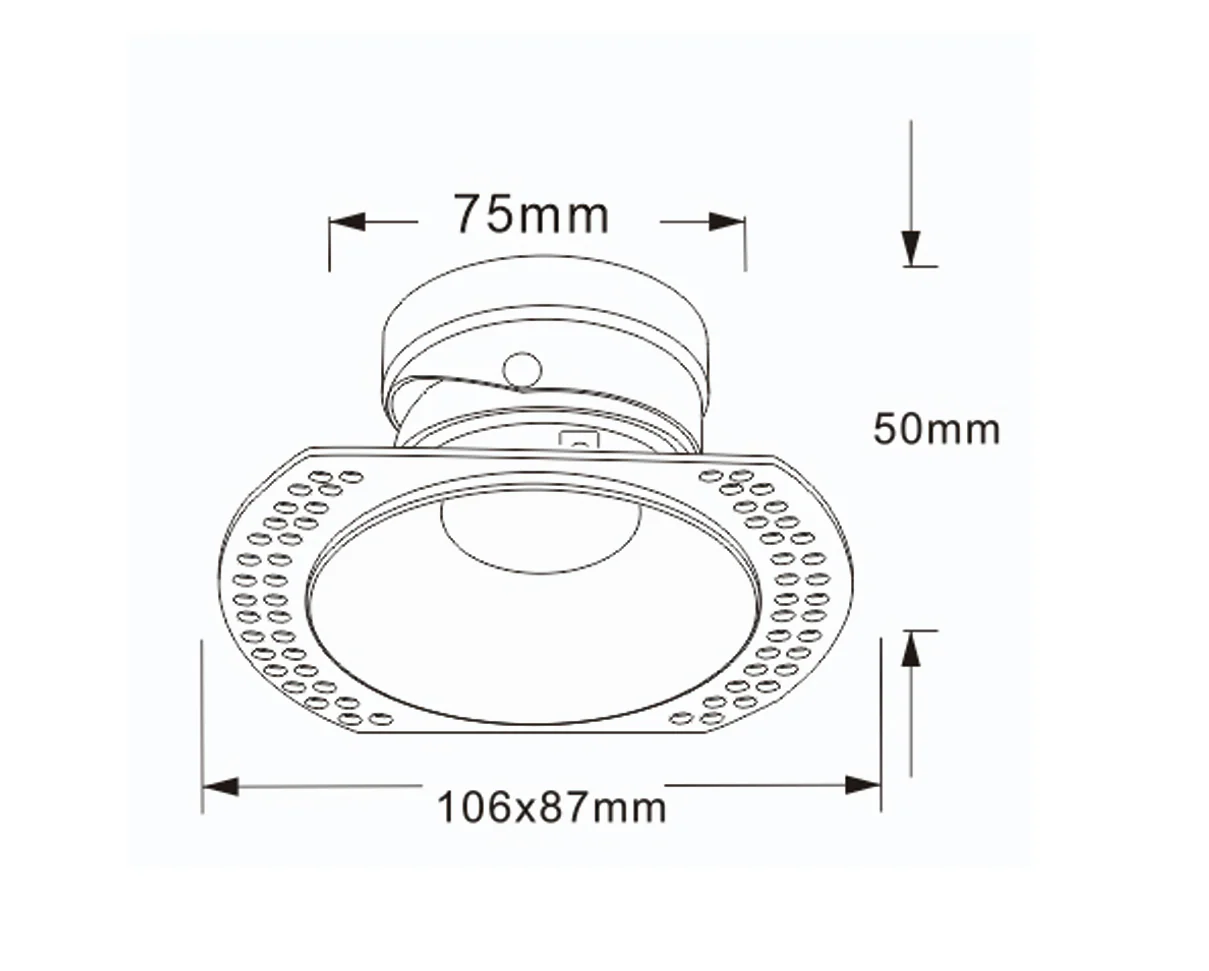 Banbury Tiltable Trimless Plaster-In Fire Rated IP65 Fixed Downlight, Includes GU10 Socket & Junction Box - Image 6