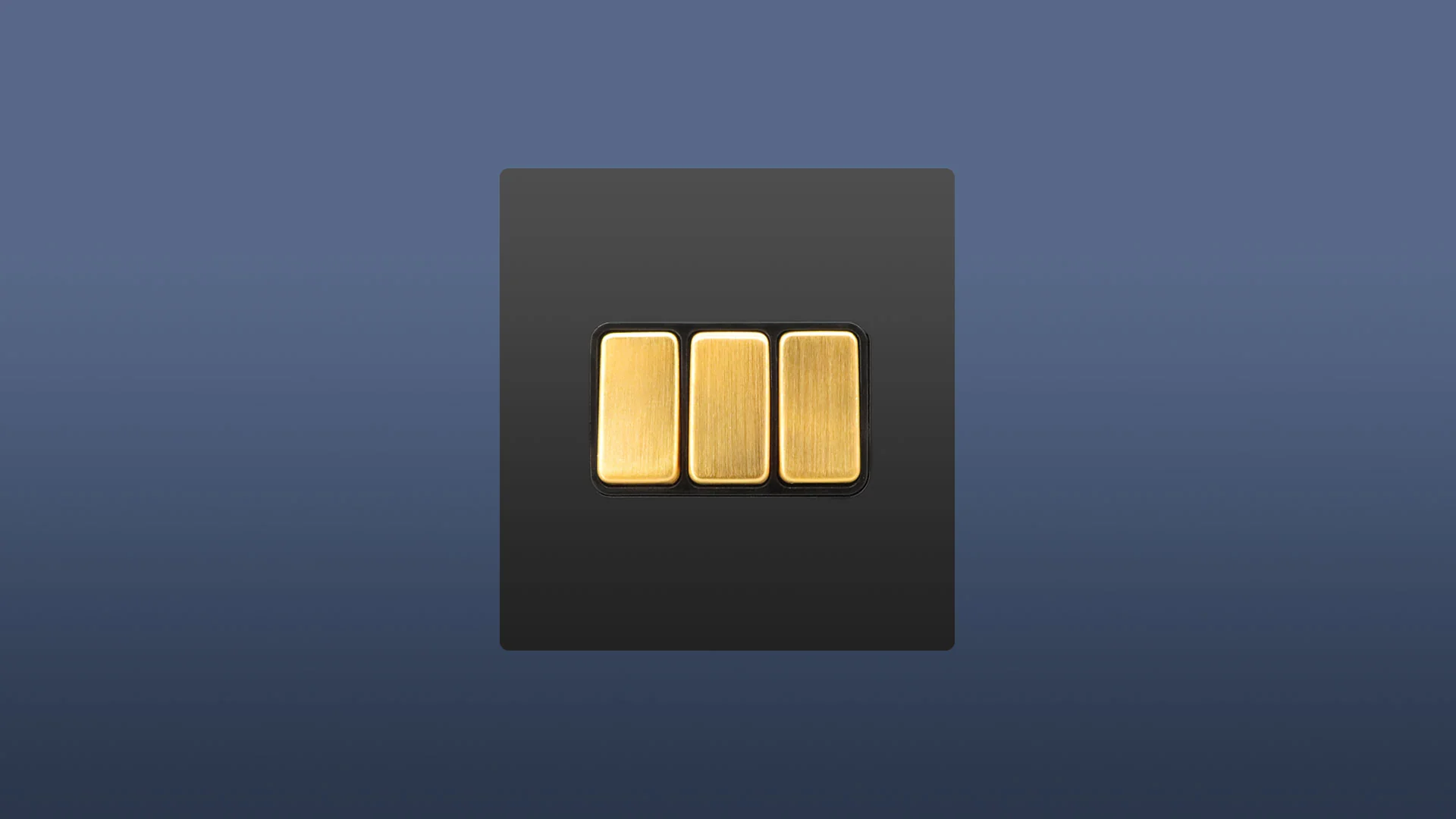 Matt Black Plate Brushed Brass / Matt Gold Switched 3 Gang 2 Way Rocker Light Switch - Image 2