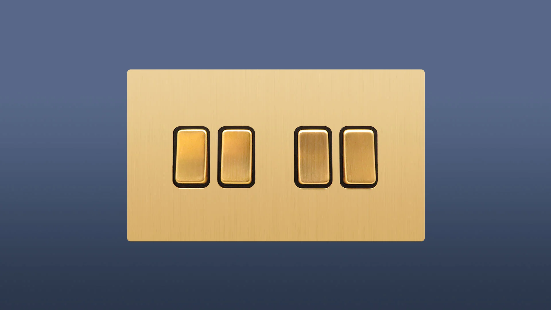 Brushed Brass / Matte Gold 4 Gang 2 Way Rocker Light Switch - Image 2