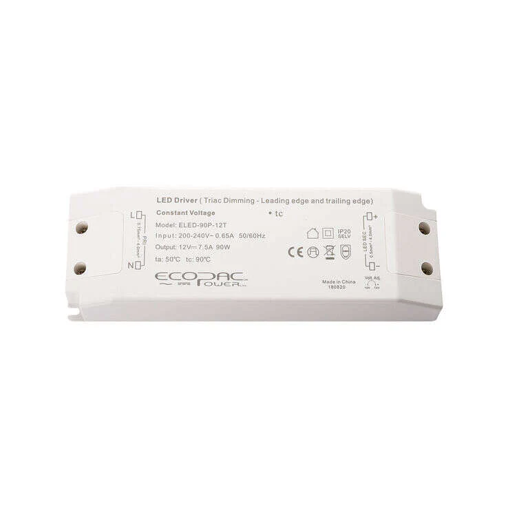 90W Premium 240V Mains Triac Dimmable Drivers: Ideal for 24V LED Strips, Compatible with Leading Edge or Trailing Edge Dimmers, ELED-90P-24T