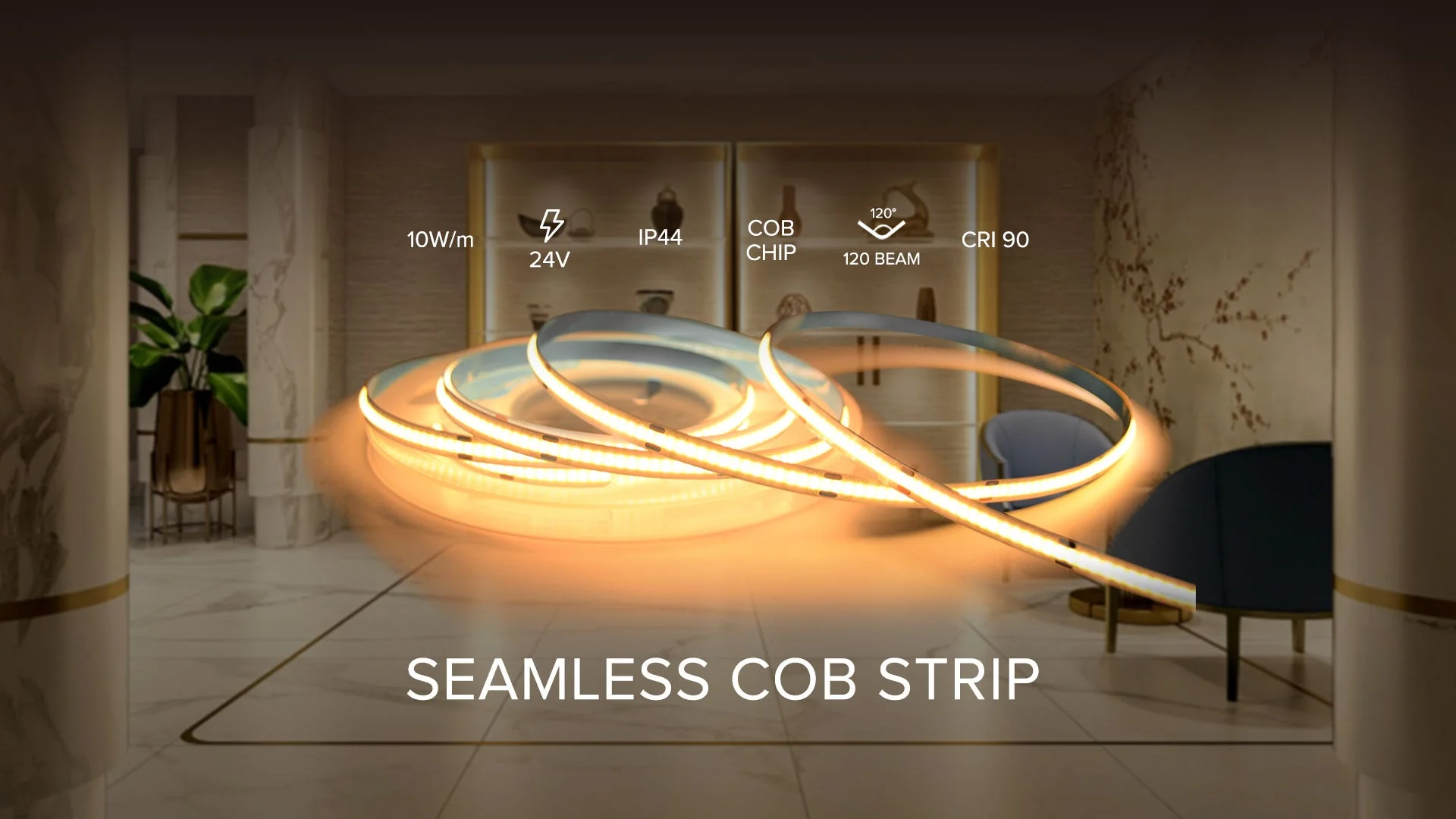 Bespoke Cut - IP65 Up to 20M Super Length Continuous Run LED Nano COB Strip IP65 8W 2700K Very Warm White - Image 4