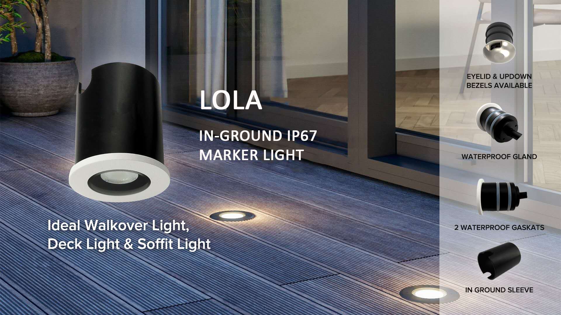 2.5W Lola LED White / Black / Antique Brass / Bronze / Copper / Gold  Bezel Waterproof IP67 In Ground Marker Light - Image 4