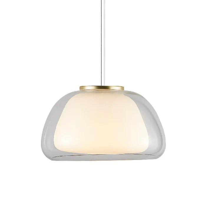 Darlene - E27 Jelly Pendant Art Deco and Classic Style with Simple Shape, Inviting Glass Expression, and Gracious Brass Top, Perfect for Dining Rooms - Image 2
