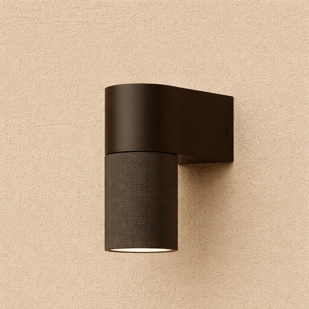 KNURLED Dark Bronze GU10 DOWN IP44 Indoor/Outdoor Wall Light, Directional Wall-Mounted, Corrosion-Resistant Die-Cast Aluminium