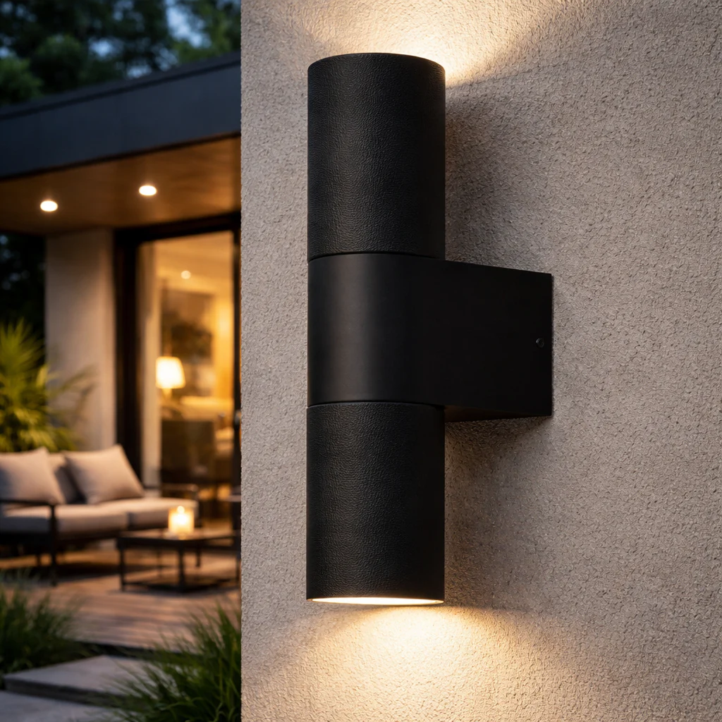 *PRE-ORDER KNURLED Matt Black GU10 UP/DOWN IP44 Indoor/Outdoor Wall Light Bi-Directional Wall-Mounted, Corrosion-Resistant Die-Cast Aluminium - Image 2