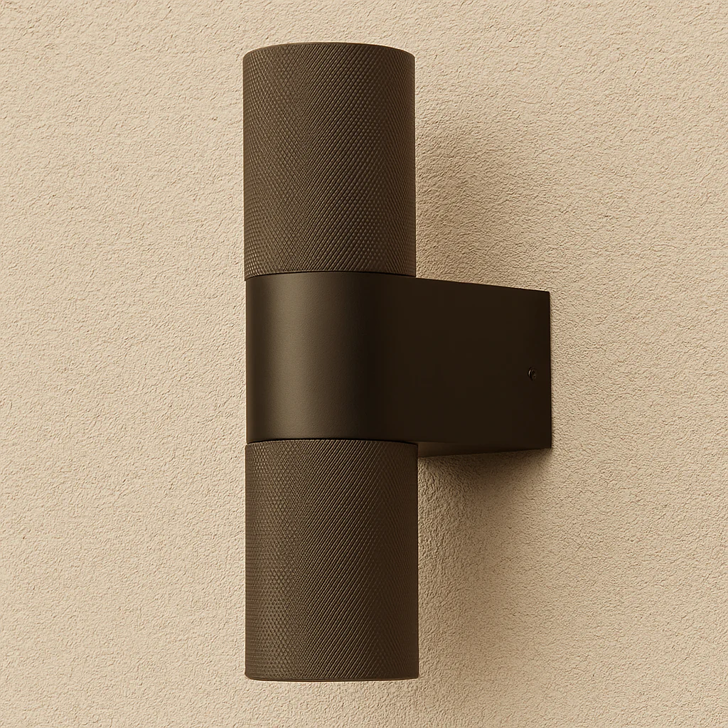 KNURLED Dark Bronze GU10 UP / DOWN IP44 Indoor/Outdoor Wall Light, Bi-Directional Wall-Mounted, Corrosion-Resistant Die-Cast Aluminium