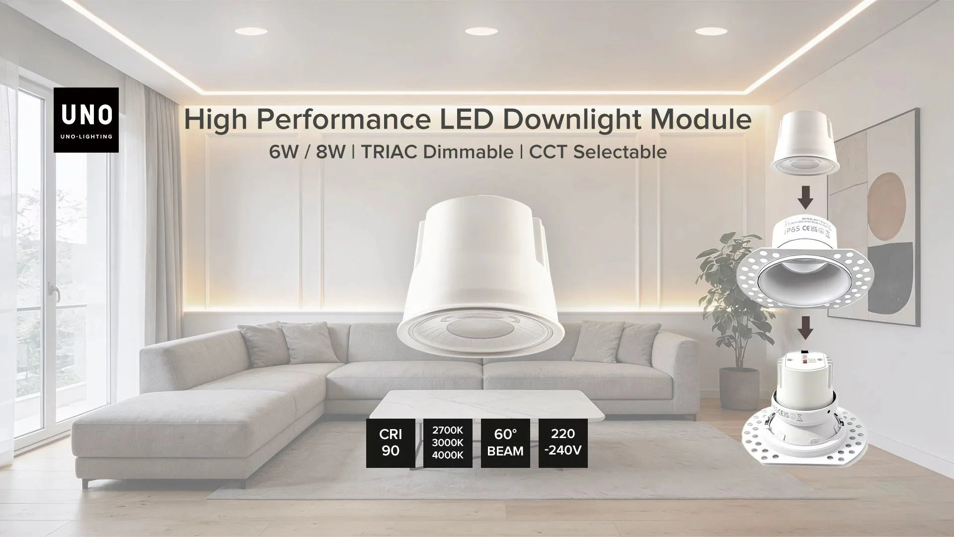 6W / 8W Dimmable LED Downlight Module – CCT 2700K, 3000K, 4000K – Driver & Connectors Included - Image 5