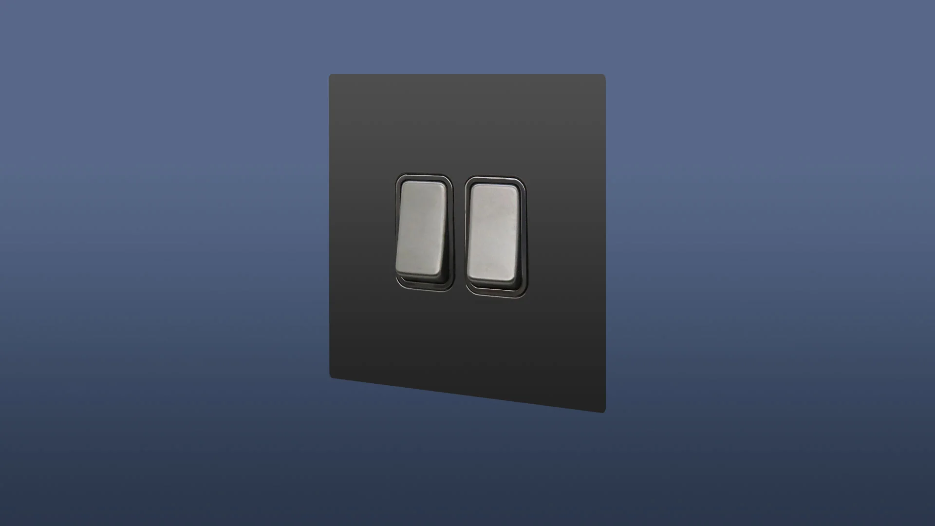 Matt Black Finish 2 Gang 2 Way Rocker Light Switch - Image 2