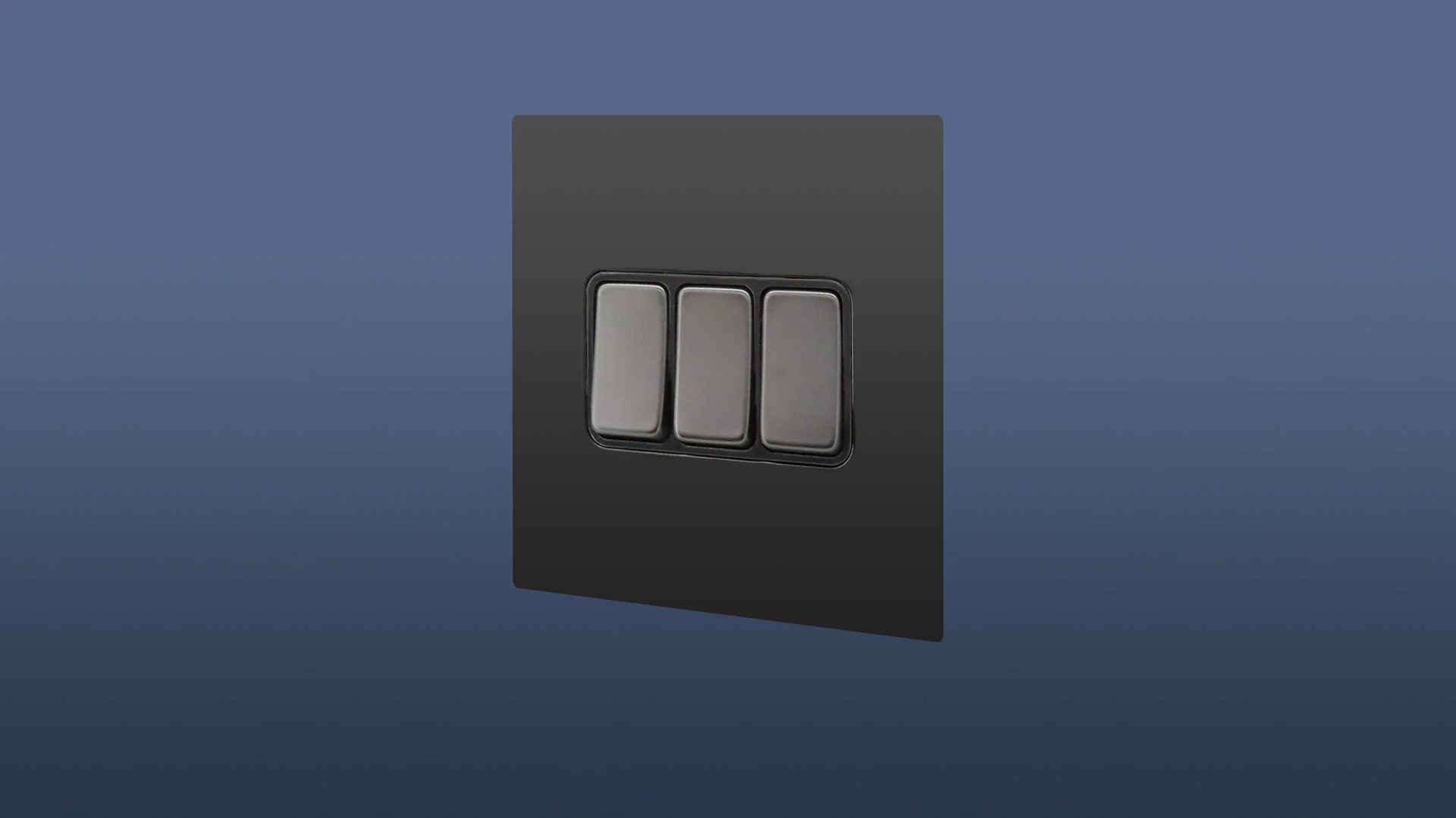 Matt Black Finish 3 Gang 2 Way Rocker Light Switch - Image 2