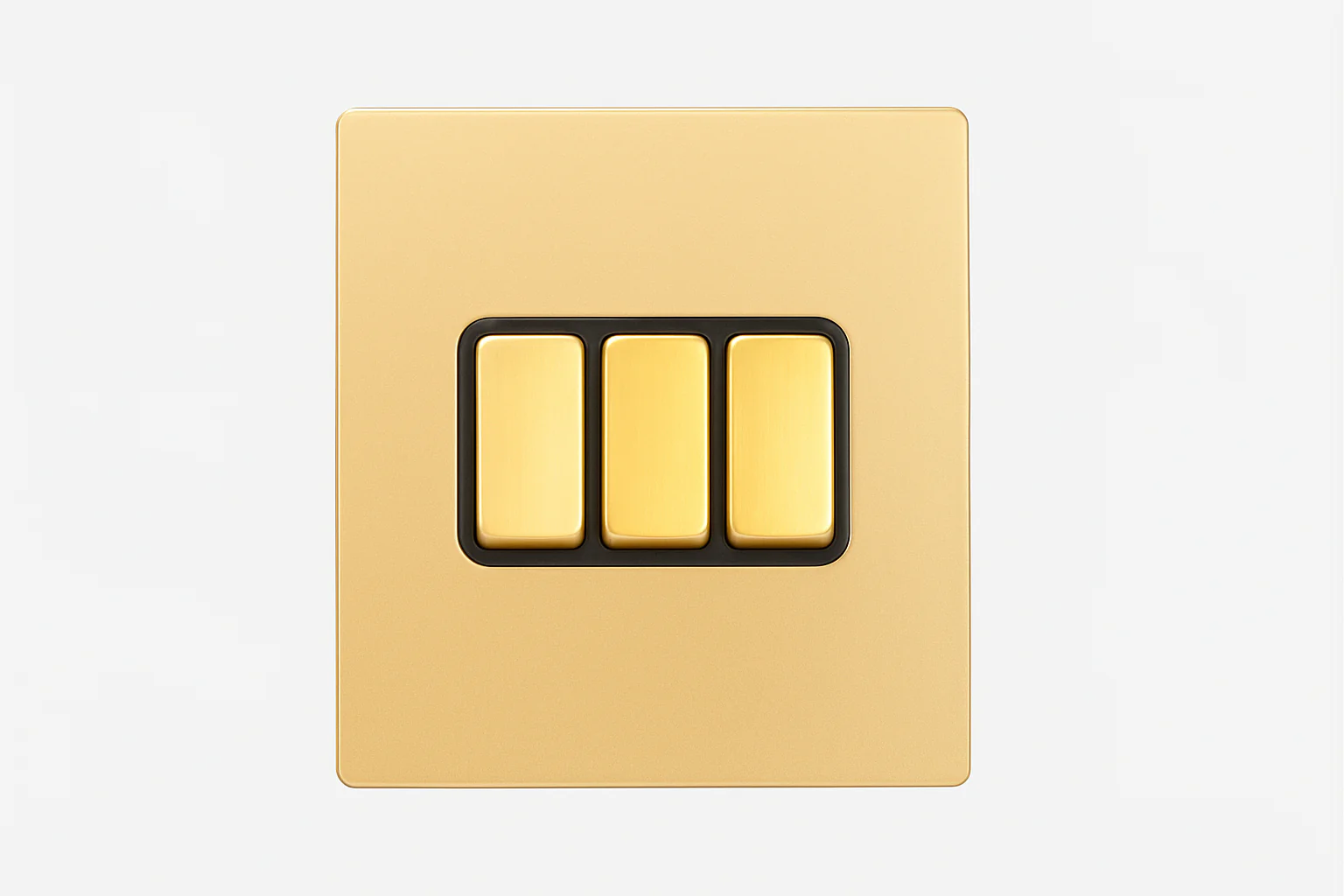 Brushed Brass/ Matt Gold Finish 3 Gang 2 Way Rocker Light Switch