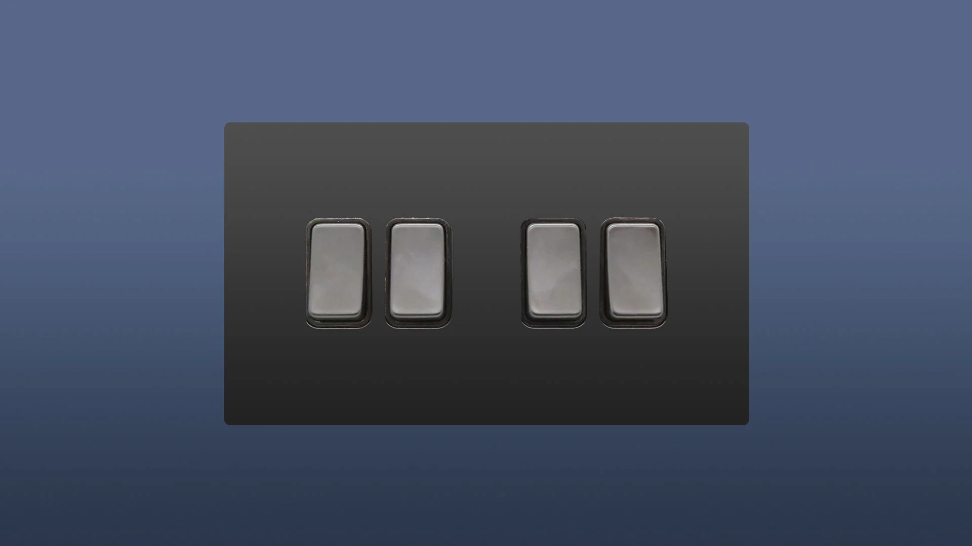 Matt Black Finish 4 Gang 2 Way Rocker Light Switch