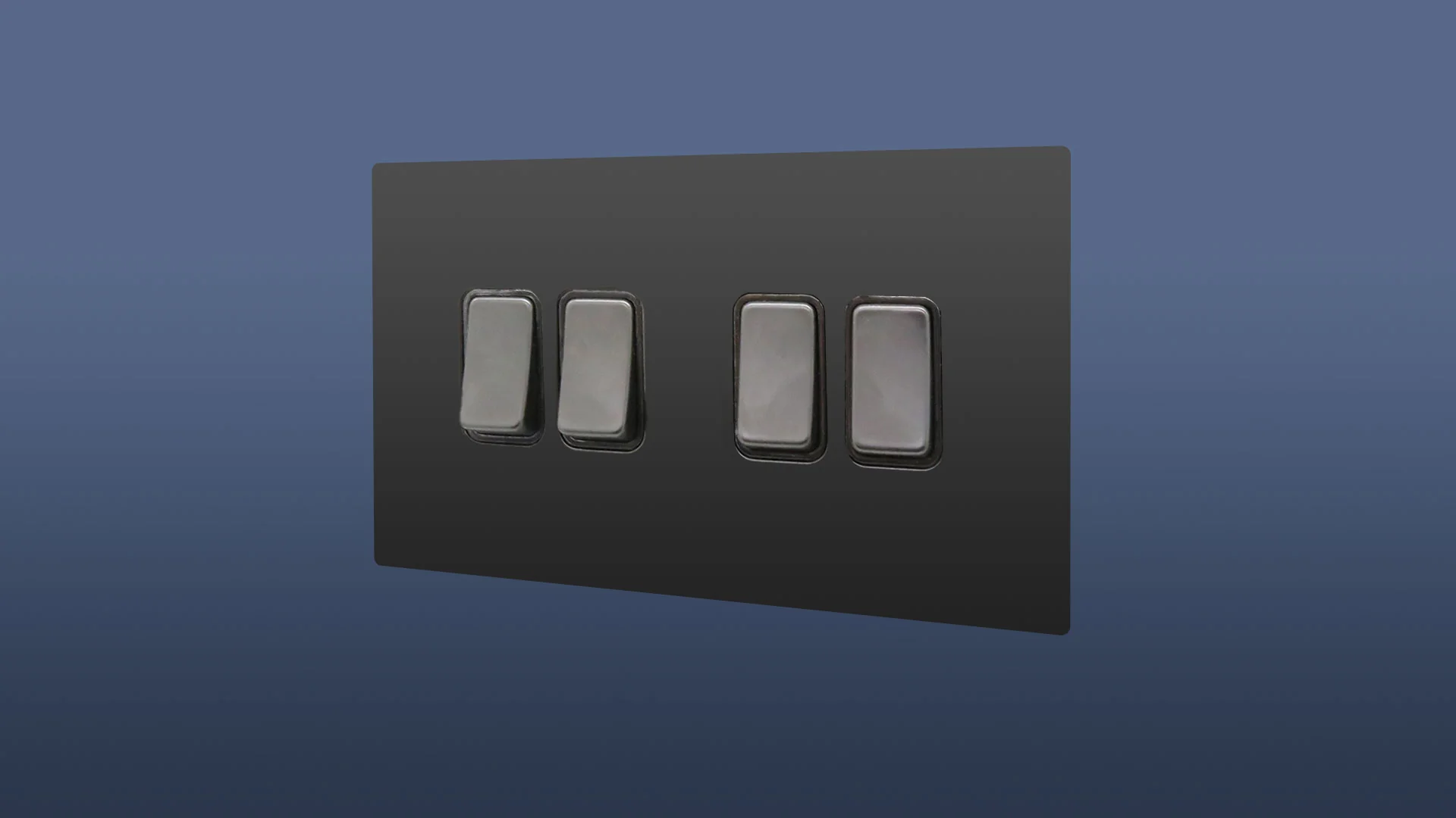 Matt Black Finish 4 Gang 2 Way Rocker Light Switch - Image 2