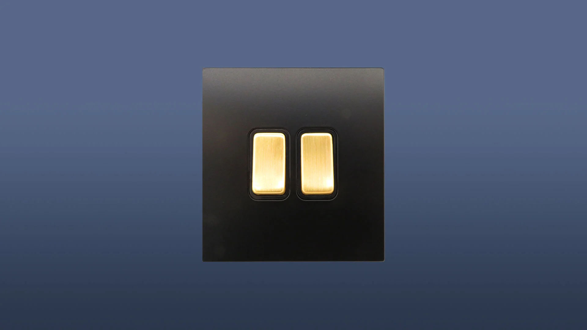 Matt Black Plate Gold Switched 2 Gang 2 Way Rocker Light Switch - Image 2