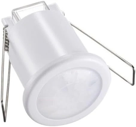 Mini Recessed 360° PIR Motion Sensor Ceiling Light Switch, Adjustable Timer & Lux Control, White Presence Detector for Home Security