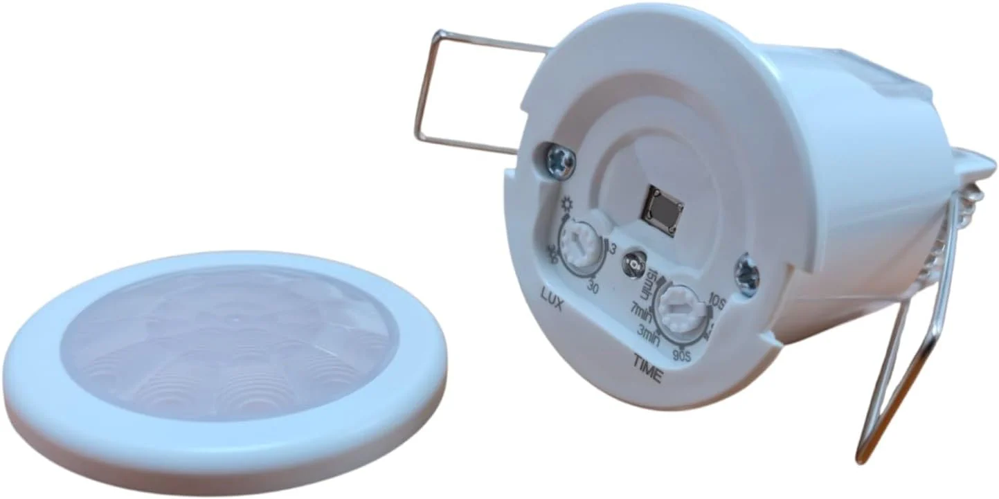 Mini Recessed 360° PIR Motion Sensor Ceiling Light Switch, Adjustable Timer & Lux Control, White Presence Detector for Home Security - Image 3
